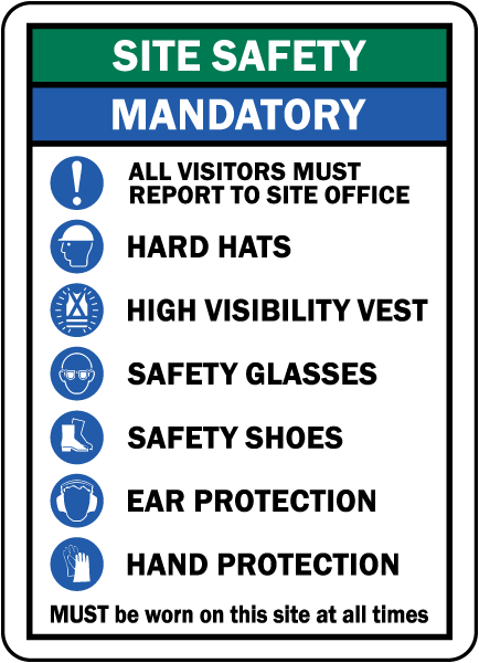 Site Safety Mandatory PPE Sign