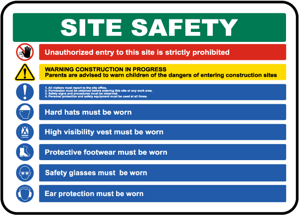 Site Safety Rules & PPE Required Sign