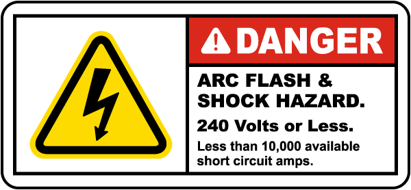 Shock Hazard 240 Volts or Less Label