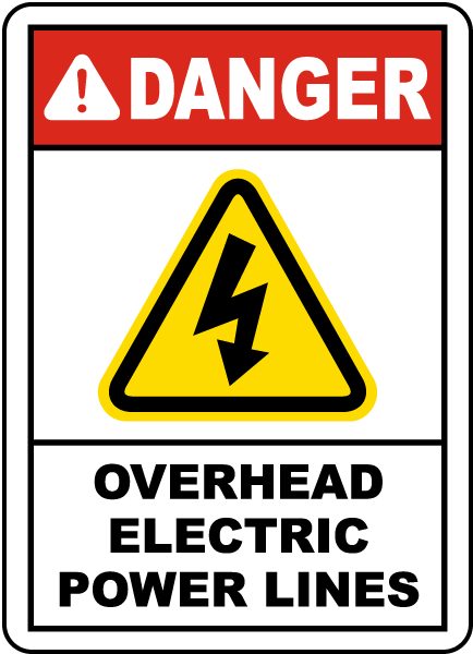 Overhead Electric Power Lines Sign