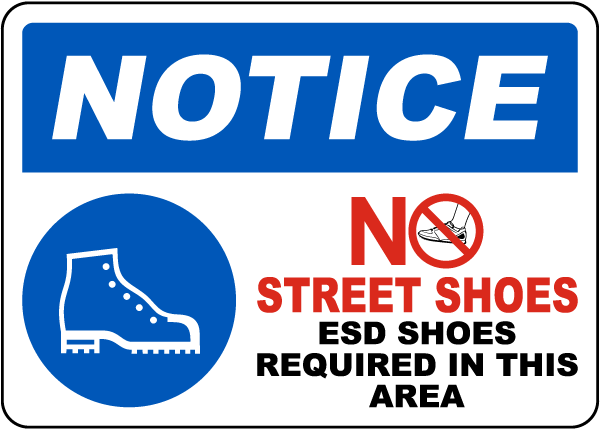 ESD Shoes Required Sign