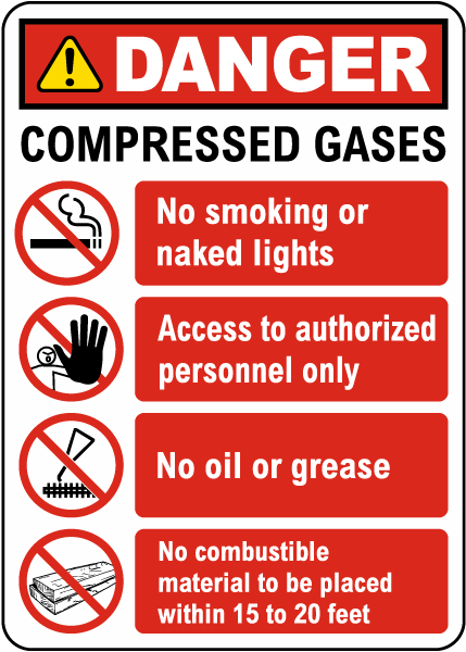 Danger Compressed Gases Sign