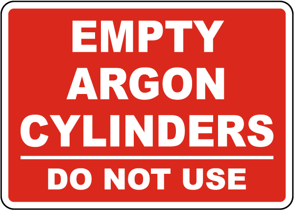 Empty Argon Cylinders Sign