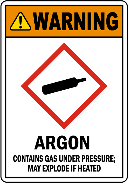 Warning Argon GHS Sign