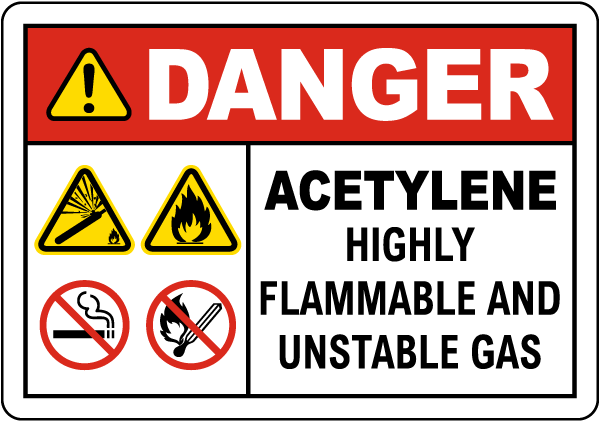 Acetylene Highly Flamable Sign