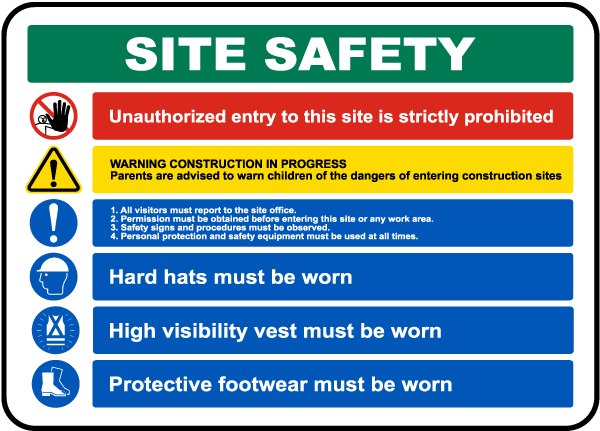 Site Safety Rules & PPE Required Sign