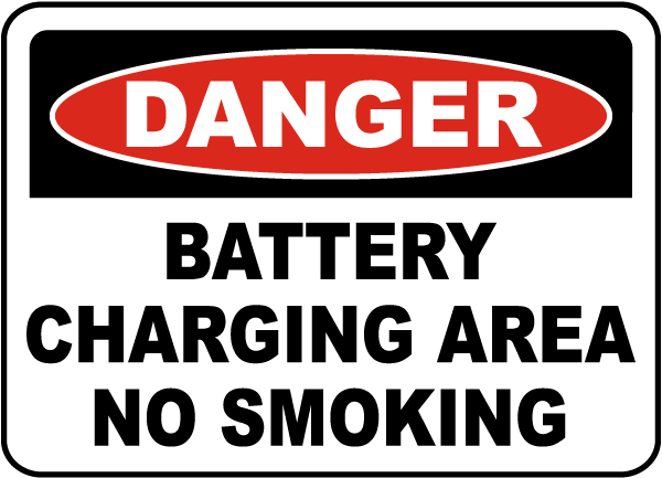 Battery Charging No Smoking Sign