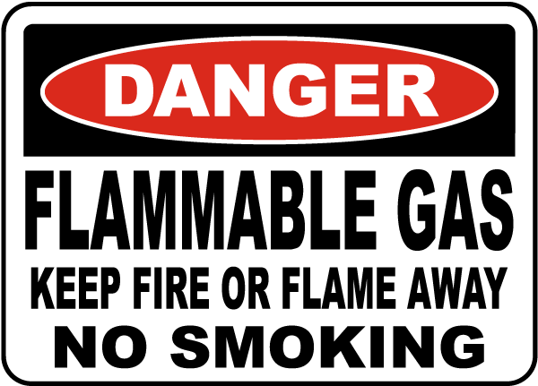 Flammable Gas Keep Fire Away Sign