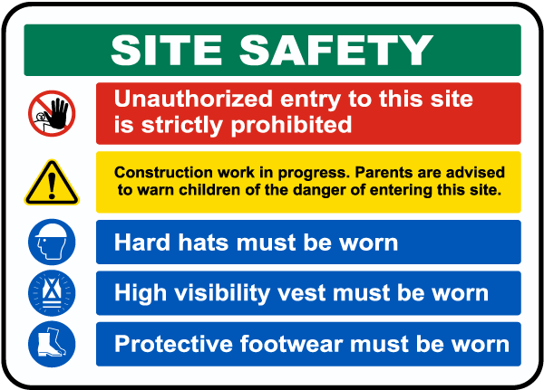 Site Safety Rules & PPE Required Sign