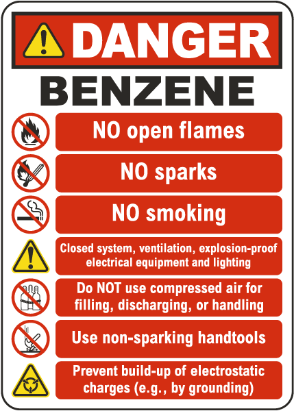 Danger Benzene Precautions Sign