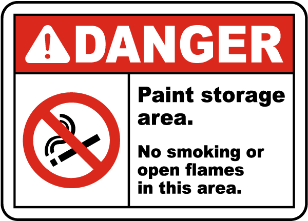 Paint Storage Area No Smoking Sign