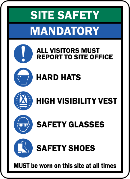 Site Safety Mandatory PPE Sign