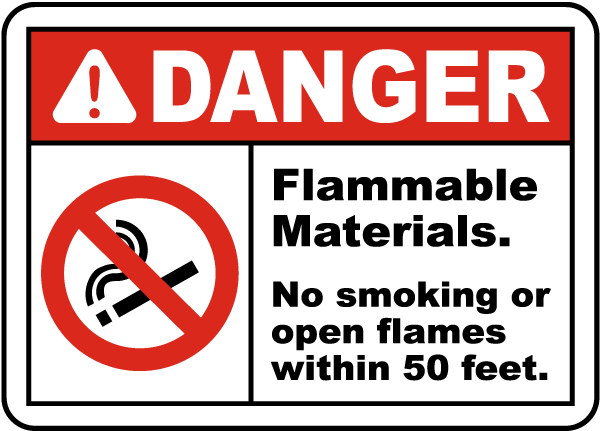 Flammable Materials No Smoking Sign