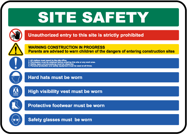 Site Safety Rules & PPE Required Sign