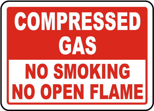 Compressed Gas No Smoking Sign